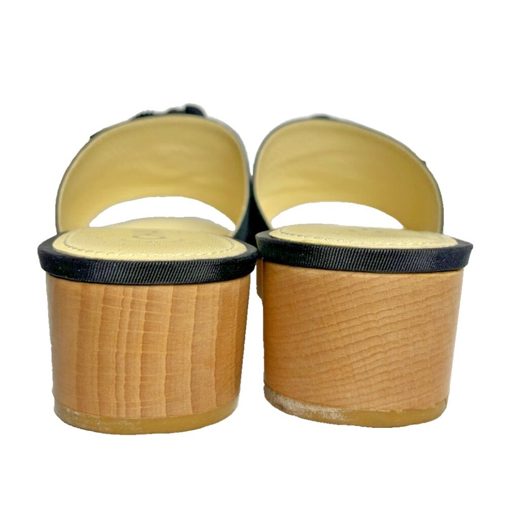 CHANEL CC 2015 Interlocking CC Logo Slides Shoes Sandals Wood +Box Sz 38 US 7.5 - Picture 8 of 16